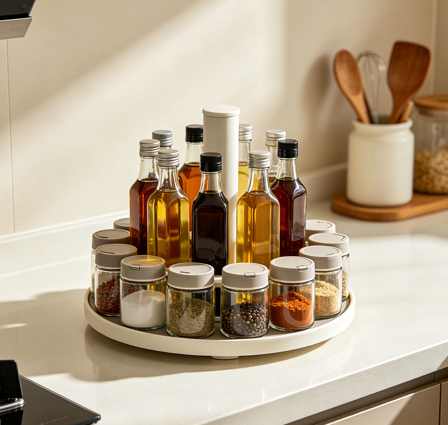Rotating Lazy Susan Spice Rack Organizer Stand